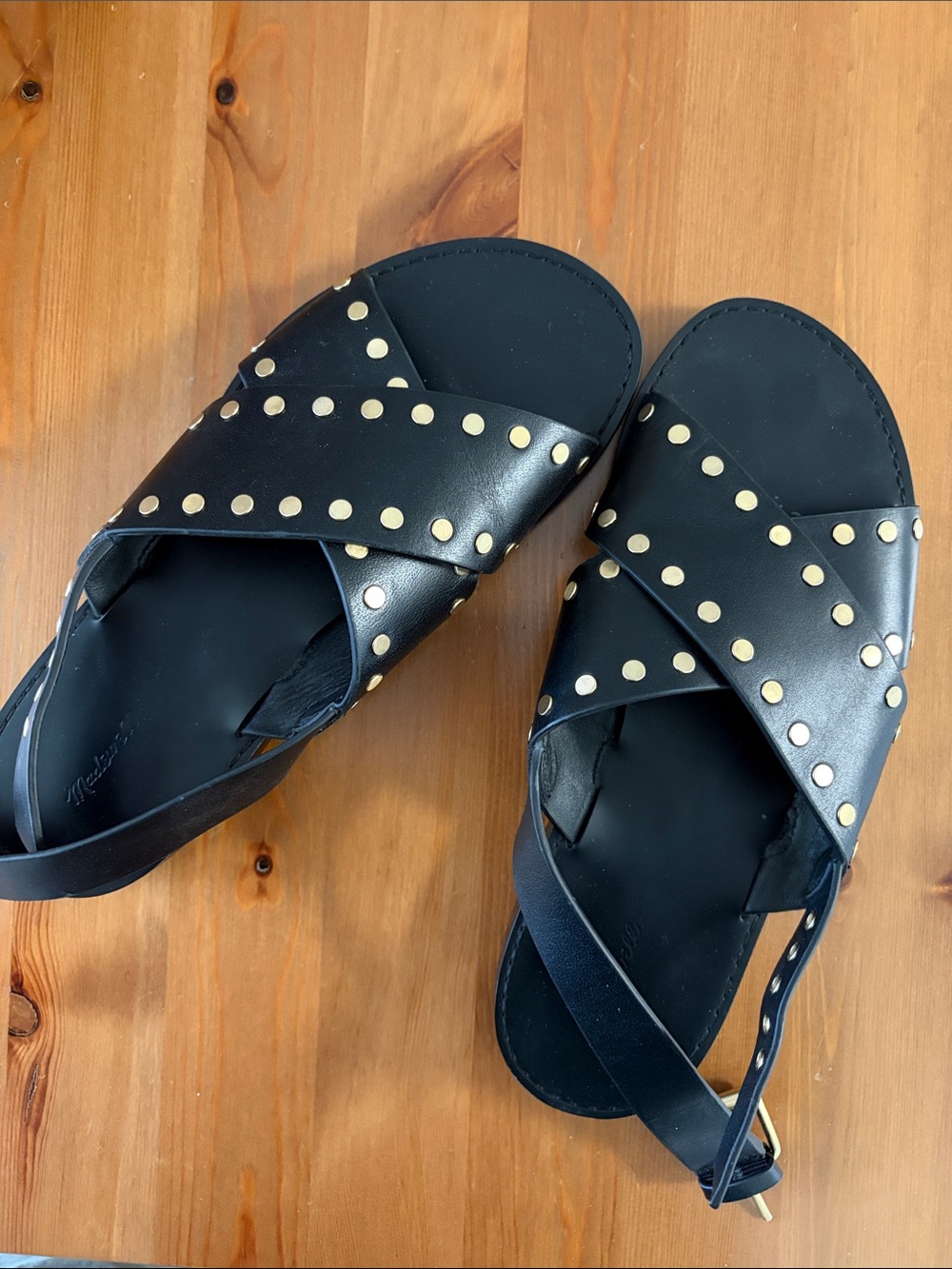 Madewell Women’s Black Studded Cross-Strap Sandals